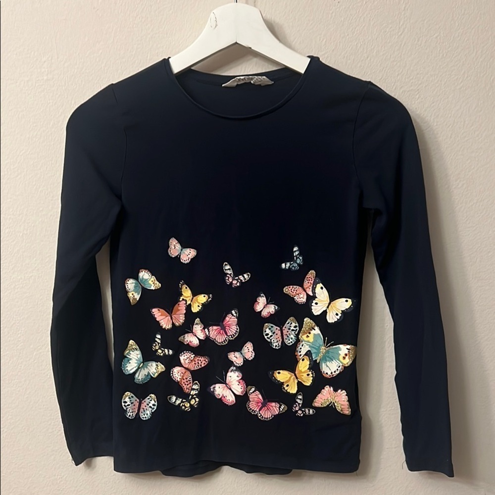 H&M Kids Long Sleeve Tee with Colorful Butterflies